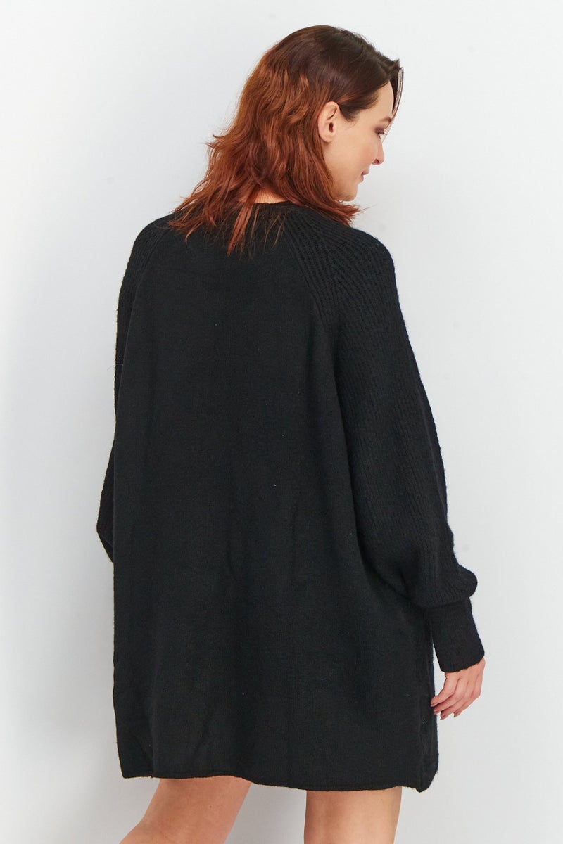 TOPSHOP Women Knitted Long Sleeve Sweater Dress, Black - Image 2